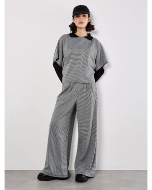 Apricot Wide Leg Dogtooth Trousers - Grey