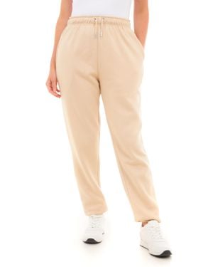 Smart Living Casual Jogging Bottoms Cuffed Hem Lounge Joggers - Natural