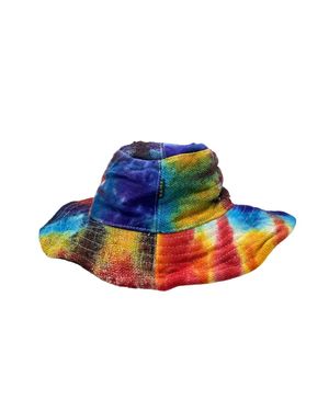 KDMD Vibrant Tie-Dye Hemp & Cotton Boho Festival Hat - Blue