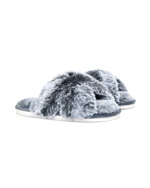 Smart Living Faux Rabbit Fur Slippers - Blue