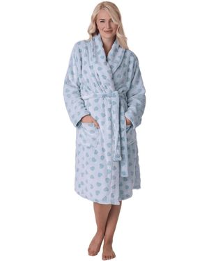 CAMILLE Luxurious Supersoft Printed Bathrobe - Blue