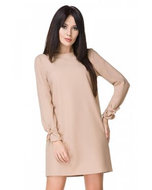 Love Lace Elegant Trapeze Mini Dress With Eyelet Back - Natural