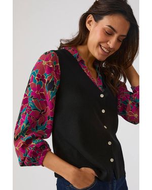 DAMART Versatile Fine Knit V- Necked Sleeveless Waistcoat - Black