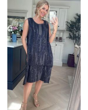 CY Leopard Print Cotton Oversize Dress - Blue