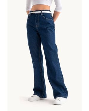 Hiccup High Waist Wide Leg Jeans - Blue