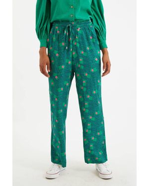 Louche Emmanuelle Bauhaus Abstract Pyjama Style Trousers - Green