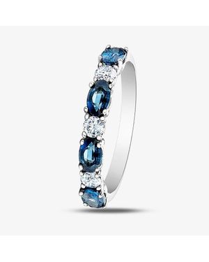 T.H.Baker 9Ct Sapphire & 0.2Ct Diamond Half Eternity Ring 50L77Wg Saph L - Blue