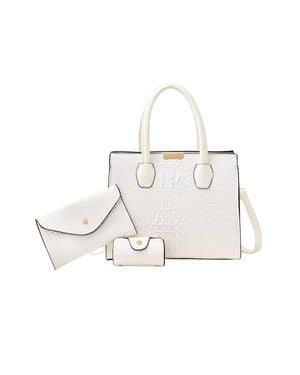 MODISHION 3-Piece Fashion Pu Leather Handbag Set - White