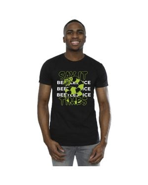 Beetlejuice Say It 3 Times Cotton T-Shirt - Black