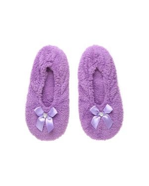 AJVANI Grip Sole Footsie Sock Slippers - Purple
