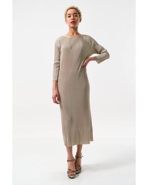 Louche Joeva Pleated Midi Dress - Natural