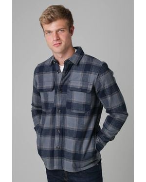 Tokyo Laundry Cotton Blend Double Layer Checked Shirt - Blue