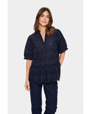 Saint Tropez Geleksa V-Neck Blouse - Blue