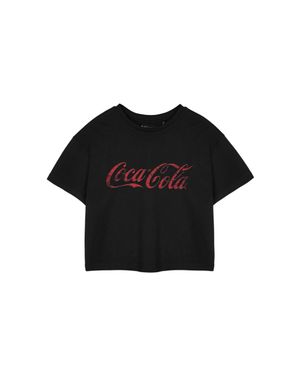 Coca Cola Cropped Short Sleeved T-Shirt - Black