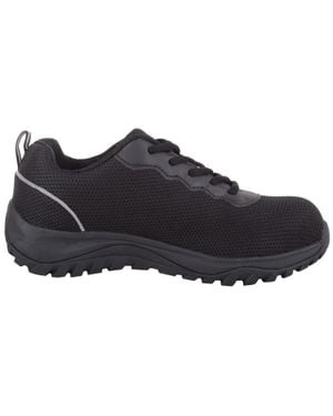 Absolute Footwear Lightweight Mesh Lace Up Steel Toecap Work Trainers Shoes - Black