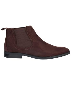 TruClothing Slip On Suede Leather Lined Chelsea Ankle Shoes - Brown