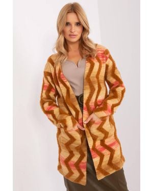 Love Lace Everyday Geometric Pattern Open Front Cardigan - Orange