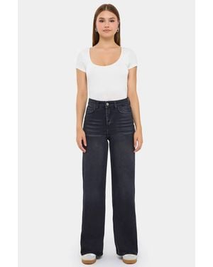 Hiccup High-Waist Wide-Leg Jeans - Blue
