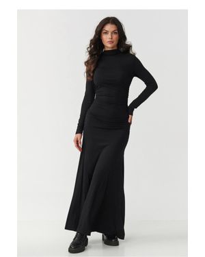Love Lace Stretch Viscose Long Sleeve Dress - Black