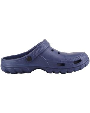 Absolute Footwear Easy Slip On Adjustable Strap Summer Pool Mule Clogs Sandals - Blue