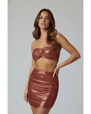 Stylewise Sequin Starfish Bandeau Top & Mini Skirt Co-Ord - Multicolour