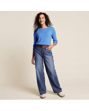 Lands' End Petite 100% Cotton Mid Rise Baggy Jeans - Blue