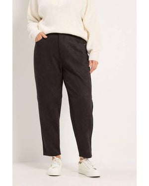Yours Faux Suede Barrel Trousers - Black