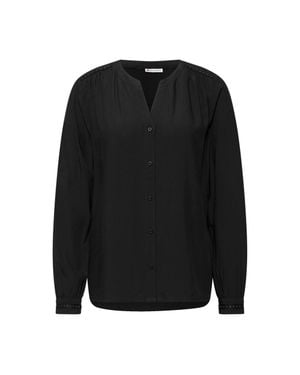Cecil Button-Up Tunic Blouse Uni - Black