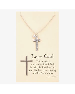 T.H.Baker Sentiments Love God Quote Engraved Cross 18638 - Natural
