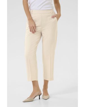 Kaffe Sakura Cropped Casual Trousers - Natural