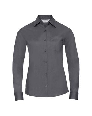 Russell Collection Poplin Easy-Care Long-Sleeved Formal Shirt - Grey