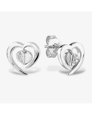 Rosa Lea Floating Heart Stud Earrings Bj-E3247C - Metallic