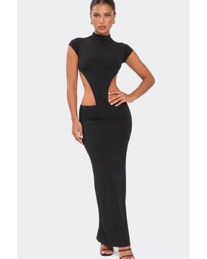 EGO Short Sleeve Cut Out Maxi Dress - Black