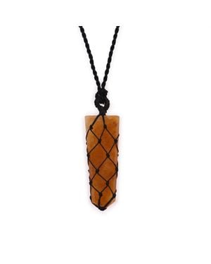 KDMD Laced Gemstone Flat Point Pendant - Metallic