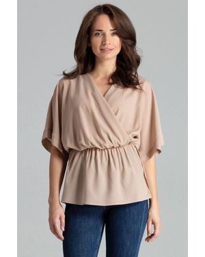 Love Lace Straight Loose Blouse With Elastic Waist - Natural