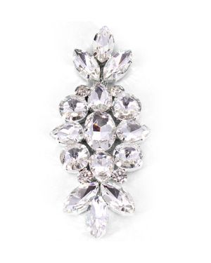 Neel Blue Clear Crystal Diamante Rhinestone Motif Sew On Applique Patch - White