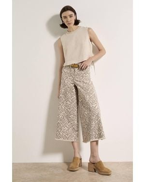 Apricot Ikat Gianna Wide-Leg Cotton Blend Jeans - Natural