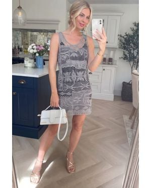 CY Sleeveless Crochet Tunic Dress - Grey