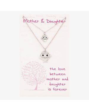 T.H.Baker Sentiments Mother & Daughter Matching Owls Pendants 20083 - Pink
