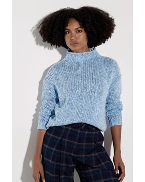 Apricot Mock Neck Textured Chunky Jumper - Blue