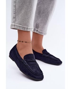 Love Lace Everyday Elegant Suede Loafers - Blue