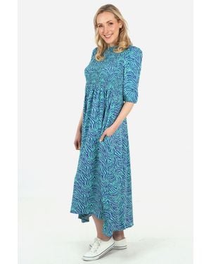 SARTA Shirred Maxi Dress - Blue