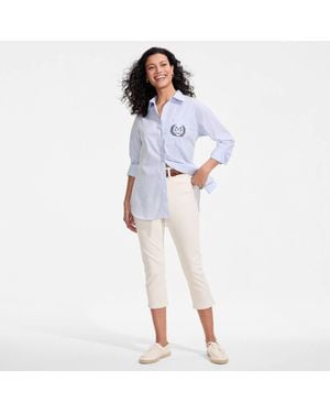 Lands' End Petite All-Day Coolmax Capri Jeans - Blue