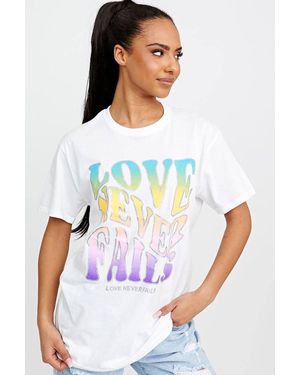 Stylewise Love Never Fails Glitter Print - White