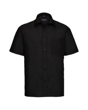 Russell Collection Poplin Easy-Care Short-Sleeved Shirt - Black