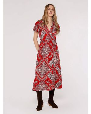 Apricot Scarf Print Midaxi Dress - Red