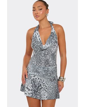 EGO Sleeveless Abstract Print Mini Dress - Blue