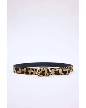 WOVCOR Leopard Print Faux Hair Oval Buckle Fashion Belt - White