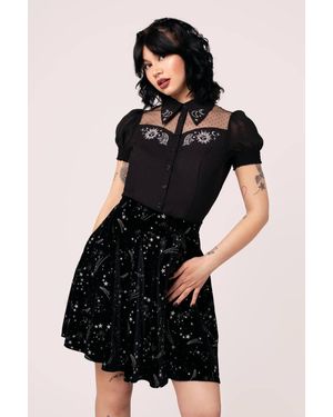 Hell Bunny Danica Semi Fitted Blouse - Black