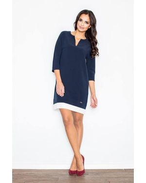 Love Lace Subdued 3/4 Sleeve Dress With Pockets - Blue